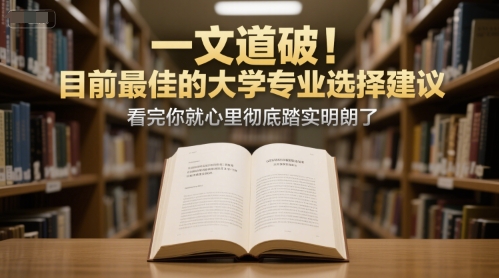 付费文章：一文道破！目前最佳的大学专业选择建议，看完你就心里彻底踏实明朗了-搞钱利器