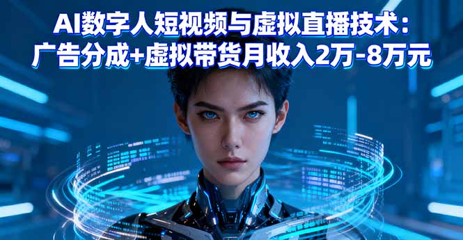 AI数字人短视频与虚拟直播技术：广告分成+虚拟带货月收入2万-8万元-搞钱利器