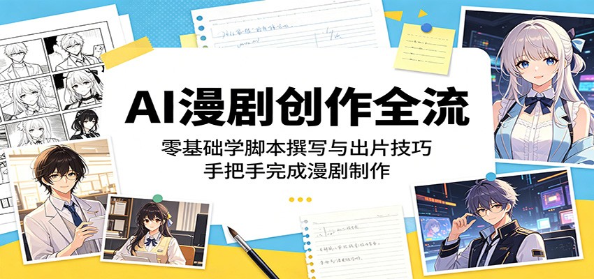AI漫剧创作全流程：零基础学脚本撰写与出片技巧，手把手完成漫剧制作-搞钱利器
