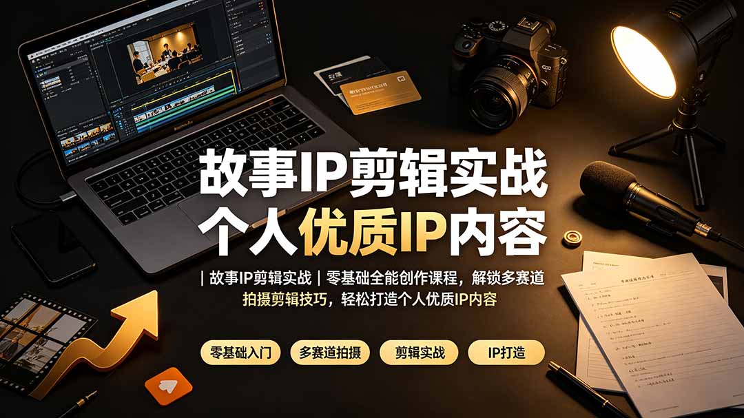 故事IP剪辑实战｜零基础全能创作课程，解锁多赛道拍摄剪辑技巧，轻松打造个人优质IP内容-搞钱利器