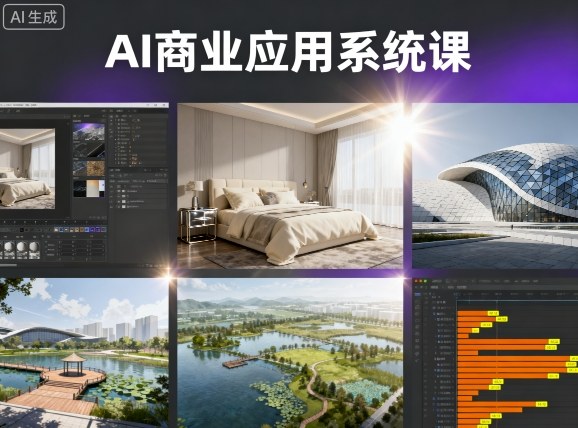 AI商业应用系统课，室内-软装-建筑-景观，智能设计+效果图+动画画实战-搞钱利器
