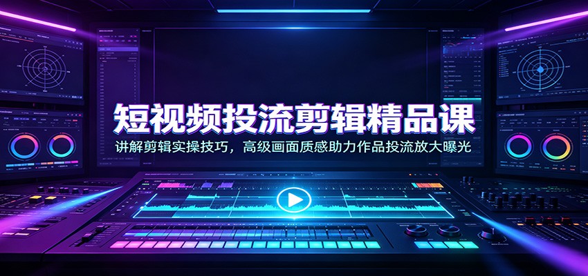 短视频投流剪辑精品课：讲解剪辑实操技巧，高级画面质感助力作品投流放大曝光-搞钱利器