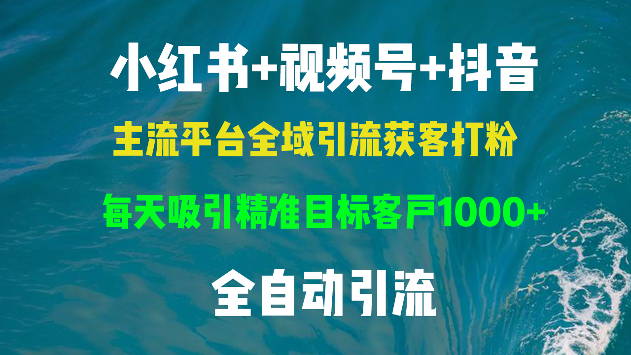 小红书，视频号，抖音主流平台全域引流获客打粉，每天吸引精准目标客户…-搞钱利器
