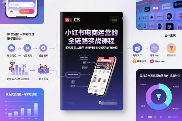 小红书电商运营的全链路实战课程,系统覆盖从账号搭建到商业变现的完整流程-搞钱利器