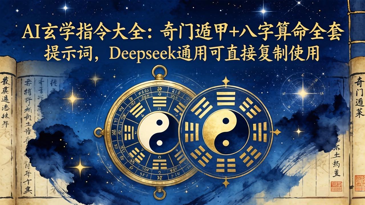 AI玄学指令大全：奇门遁甲+八字算命全套提示词，Deepseek通用可直接复制使用-搞钱利器
