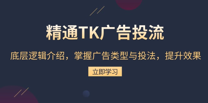 精通TK广告投流：底层逻辑介绍，掌握广告类型与投法，提升效果-搞钱利器