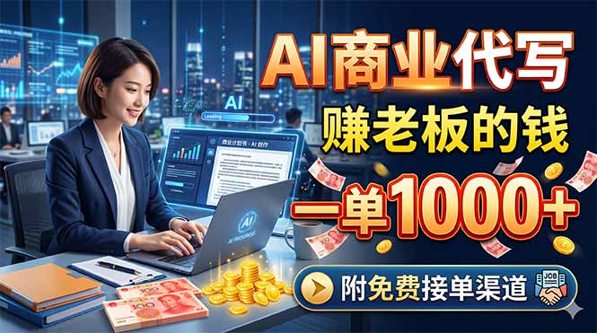 AI商业代写，赚老板的钱，一单1000+，附免费接单渠道-搞钱利器