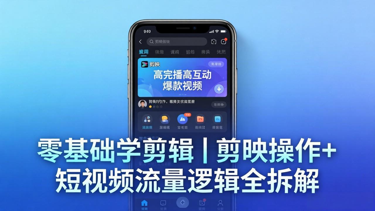 【零基础学剪辑】剪映操作+短视频流量逻辑全拆解｜手把手教你剪出高完播高互动爆款视频-搞钱利器