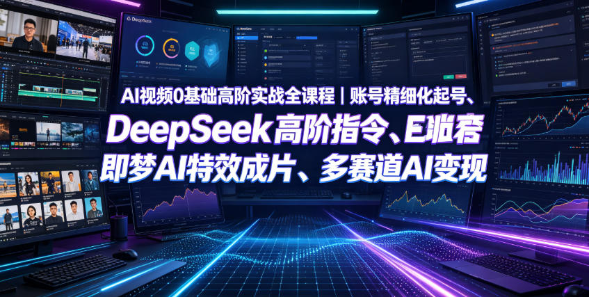 AI视频0基础高阶实战全课程｜账号精细化起号、DeepSeek高阶指令、即梦AI特效成片、多赛道AI短视频量产变现-搞钱利器