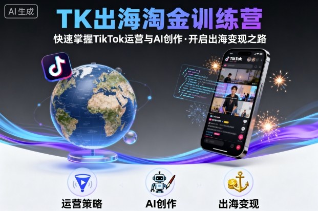 TK出海淘金训练营，助你快速掌握TikTok运营与AI创作，开启出海变现之路-搞钱利器