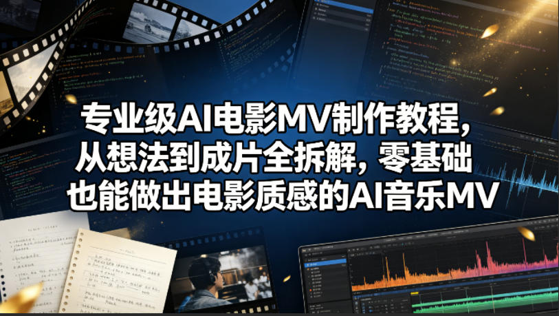 专业级AI电影MV制作教程，从想法到成片全拆解，零基础也能做出电影质感的AI音乐MV-搞钱利器