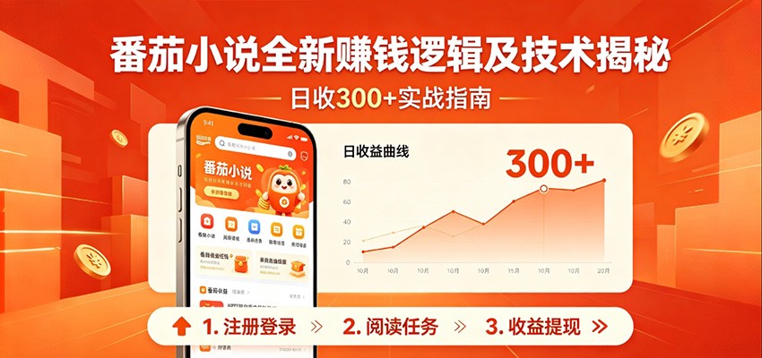 番茄小说全新赚钱逻辑及技术日收300+，小白新书皆可做！无脑赚就行了！-搞钱利器