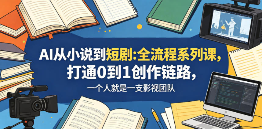 AI从小说到短剧全流程系列课，打通0到1创作链路，一个人就是一支影视团队-搞钱利器
