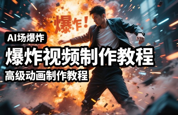 AI场景爆炸视频制作教程，利用人物实拍视频制作出高级的动画特效-搞钱利器