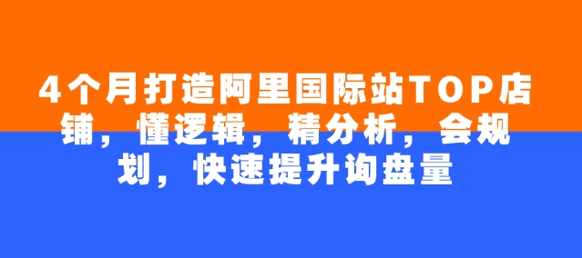 4个月打造阿里国际站TOP店铺，懂逻辑，精分析，会规划，快速提升询盘量-搞钱利器
