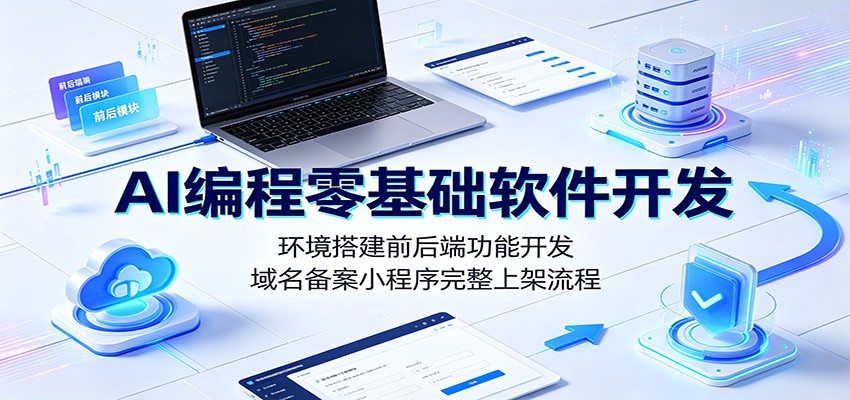 AI编程零基础软件开发：环境搭建前后端功能开发，域名备案小程序完整上架流程-搞钱利器