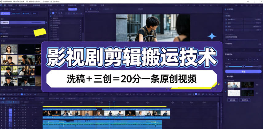 影视剧剪辑搬运技术，洗稿+三创=20分一条原创视频-搞钱利器