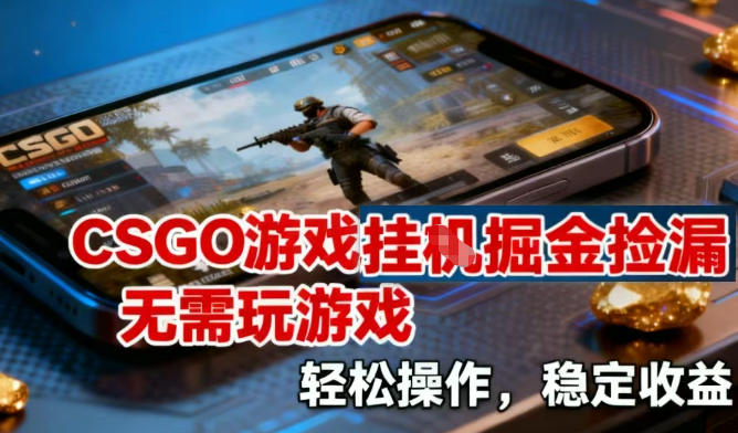 CSGO游戏挂G掘金捡漏，不需要玩游戏，操作简单，收益稳定【揭秘】-搞钱利器