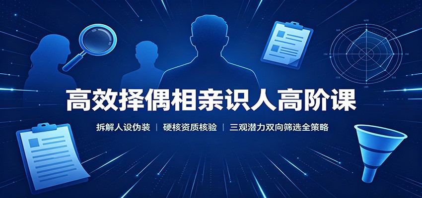 高效择偶相亲识人高阶课：拆解人设伪装，硬核资质核验，三观潜力双向筛选全策略-搞钱利器