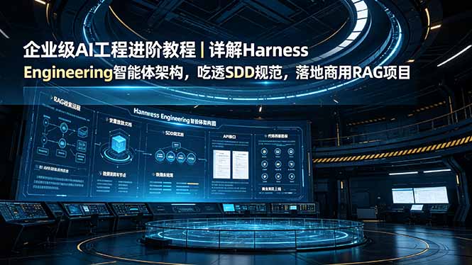 企业级AI工程进阶教程｜详解Harness Engineering智能体架构，吃透SDD规范，落地商用RAG项目-搞钱利器
