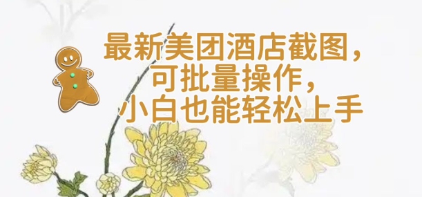 【轻云】最新美团酒店截图，可批量操作，小白也能轻松上手-搞钱利器