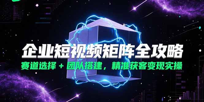 企业短视频矩阵全攻略，赛道选择+团队搭建，精准获客变现实操-搞钱利器
