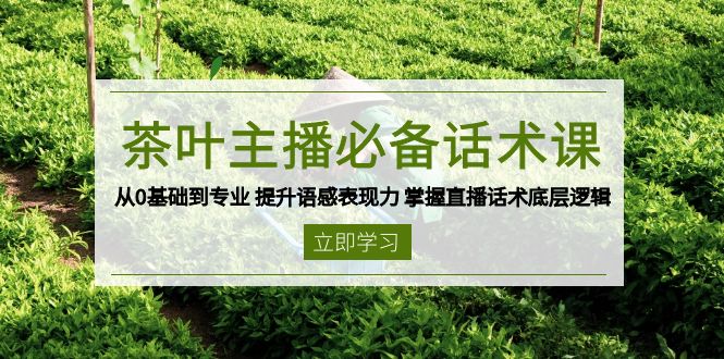 茶叶 主播必备话术课 从0基础到专业 提升语感表现力 掌握直播话术底层逻辑-搞钱利器