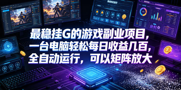 最稳挂G的游戏副业项目，一台电脑轻松每日收益几百，全自动运行，可以矩阵放大【揭秘】-搞钱利器