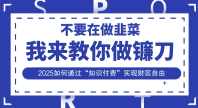 韭菜生涯终结者，我来教你做镰刀，2025如何通过“知识付费”实现财F自由【揭秘】-搞钱利器