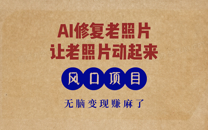 最新风口项目，AI一键修复老照片，让老照片动起来，接单到手软，无脑变…-搞钱利器
