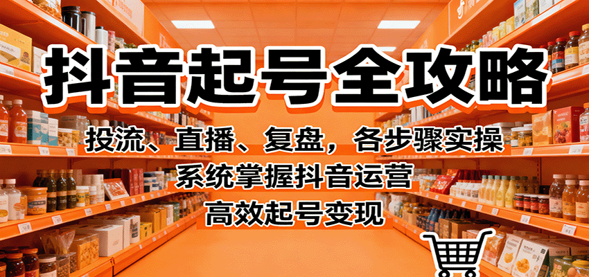抖音起号全攻略，投流、直播、复盘，各步骤实操，系统掌握抖音运营，高效起号变现-搞钱利器