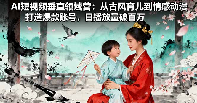 AI短视频垂直领域营：从古风育儿到情感动漫，打造爆款账号,日播放量破百万-搞钱利器
