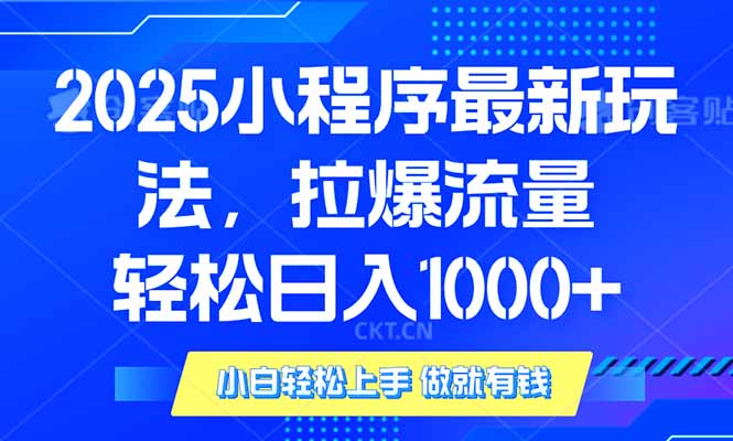 2025年小程序最新玩法，流量直接拉爆，单日稳定变现1000+-搞钱利器