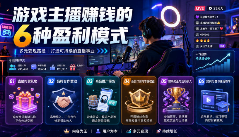 付费文章：游戏主播賺钱的6种盈利模式-搞钱利器
