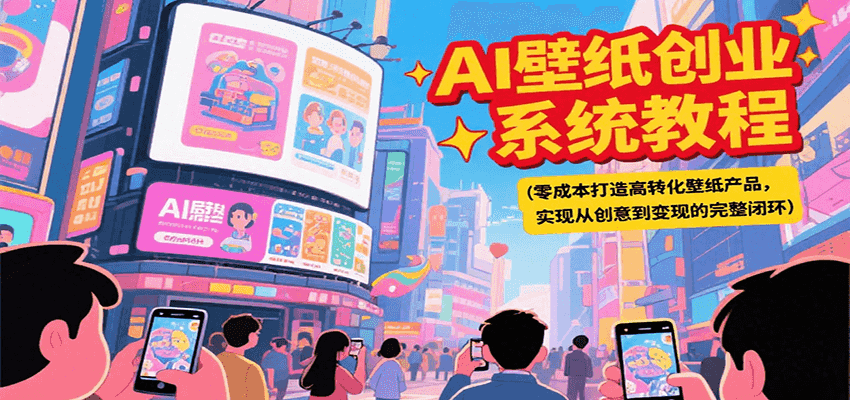 AI壁纸创业系统教程，零成本打造高转化壁纸产品，实现从创意到变现的完整闭环-搞钱利器