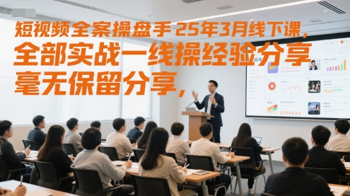 短视频全案操盘手25年3月线下课，全部实战一线操盘手经验分享，毫无保留分享，全是干货-搞钱利器
