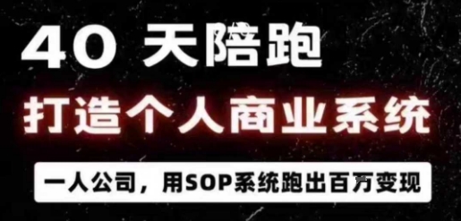 40天陪跑打造个人商业系统，一人公司，用SOP系统跑出百W变现-搞钱利器