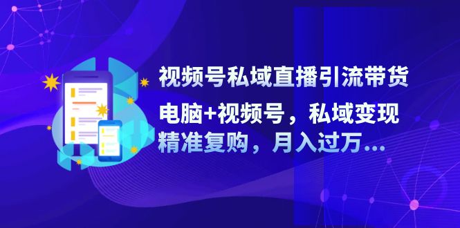 视频号私域直播引流带货：电脑+视频号，私域变现，精准复购，月入过万…-搞钱利器