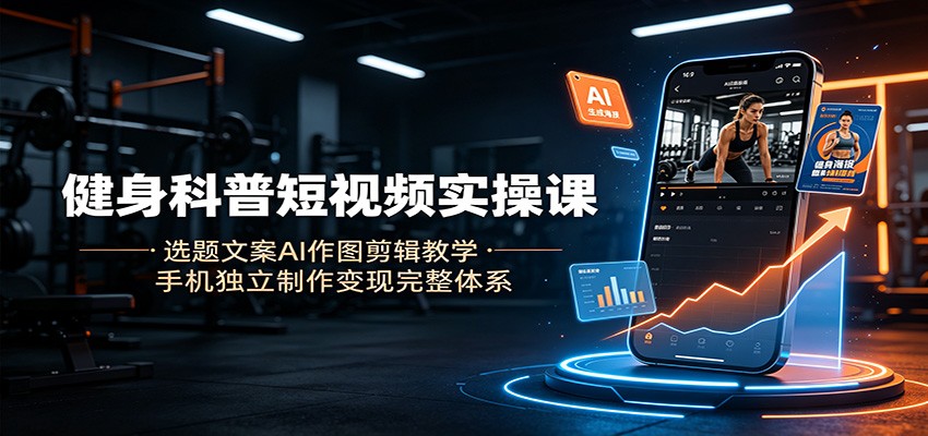 健身科普短视频实操课：选题文案AI作图剪辑教学，手机独立制作变现完整体系-搞钱利器