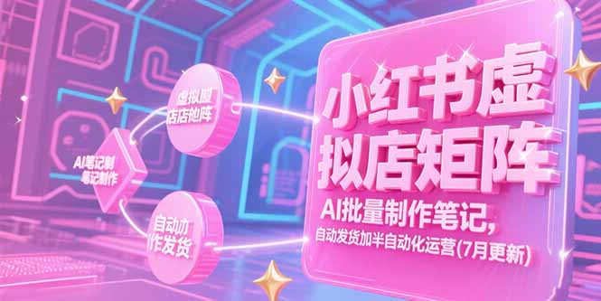 小红书虚拟店矩阵，AI批量制作笔记，自动发货加半自动化运营(7月更新-搞钱利器