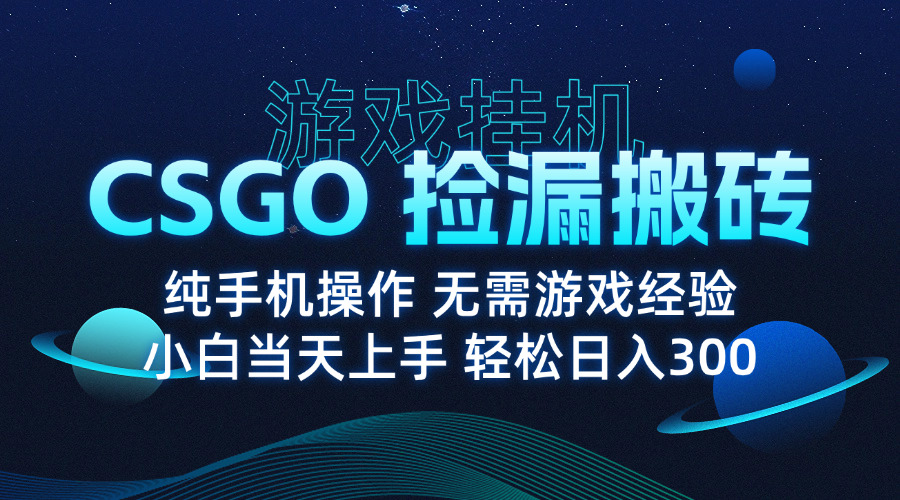 8月最新游戏搬砖，CSGO纯挂机，不需要玩游戏，实现真挂机，月入1W+-搞钱利器