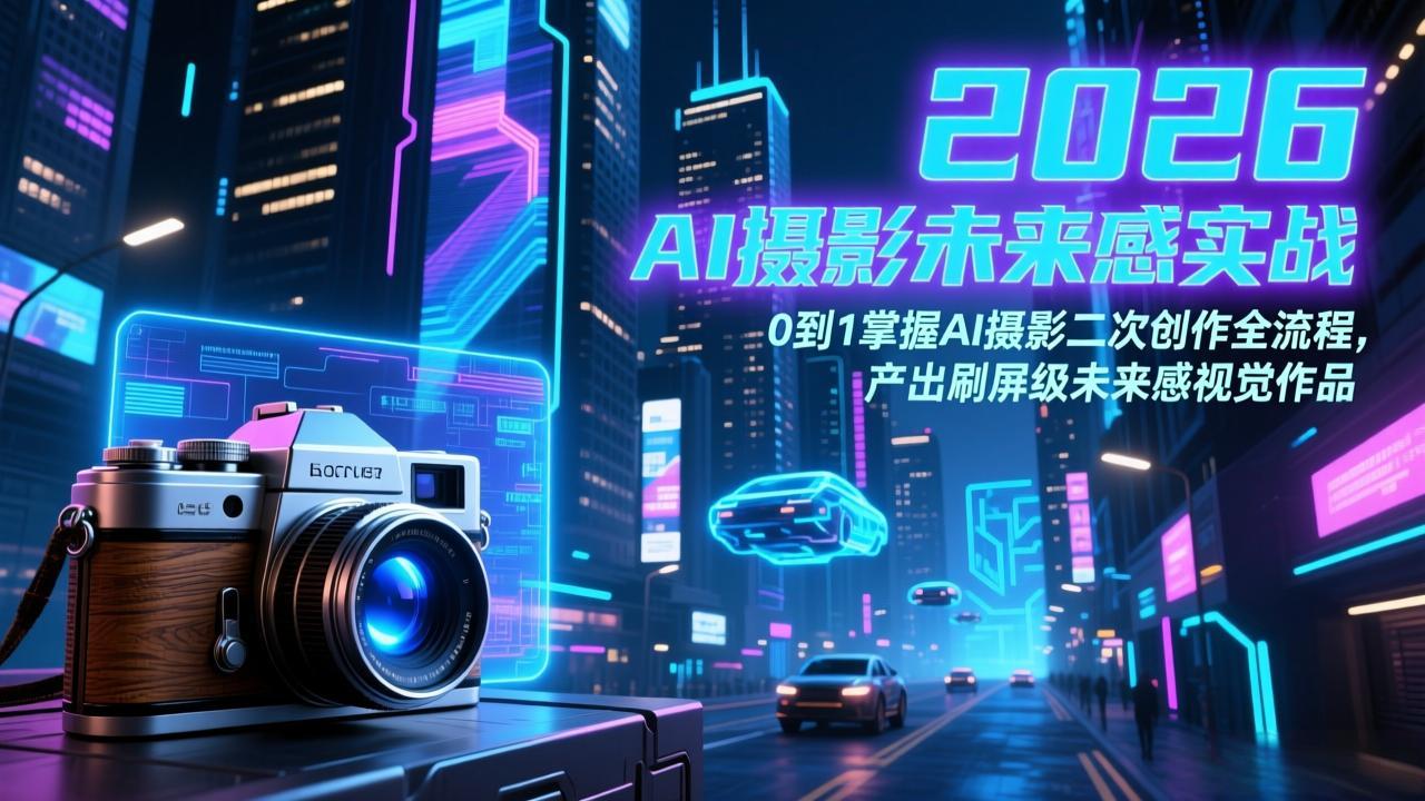 2026 AI摄影未来感实战：0到1掌握AI摄影二次创作全流程，产出刷屏级未来感视觉作品-搞钱利器