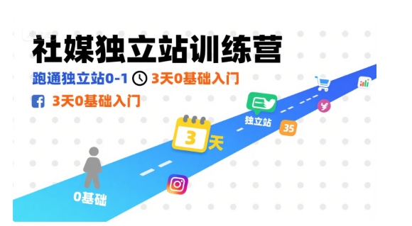 社媒独立站训练营，跑通独立站0-1，3天0基础入门-搞钱利器