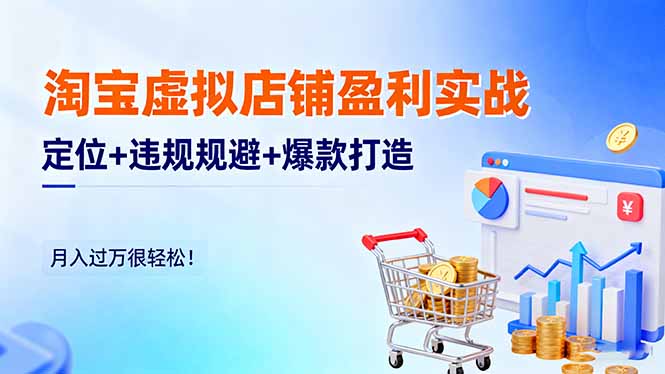 淘宝虚拟店铺盈利实战:定位+违规规避+爆款打造,月入过万很轻松!-搞钱利器