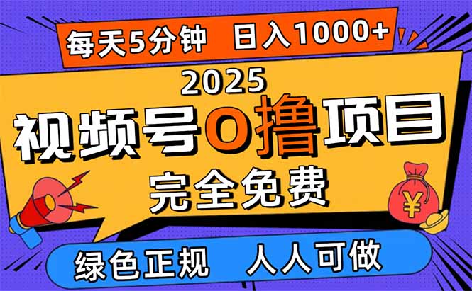 2025视频号0撸项目,5分钟一个号,日入1000+,人人可做-搞钱利器