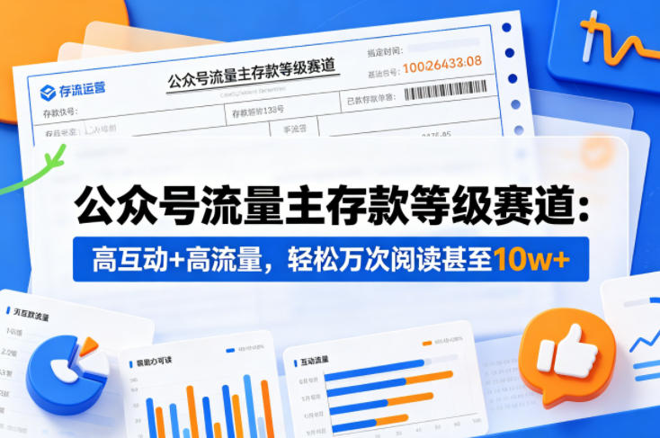 公众号流量主之存款等级赛道，高互动+高流量，轻松达到万次阅读，甚至10w+-搞钱利器