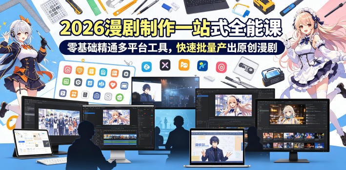 2026 AI漫剧制作一站式全能课，零基础精通多平台工具，快速批量产出原创漫剧-搞钱利器