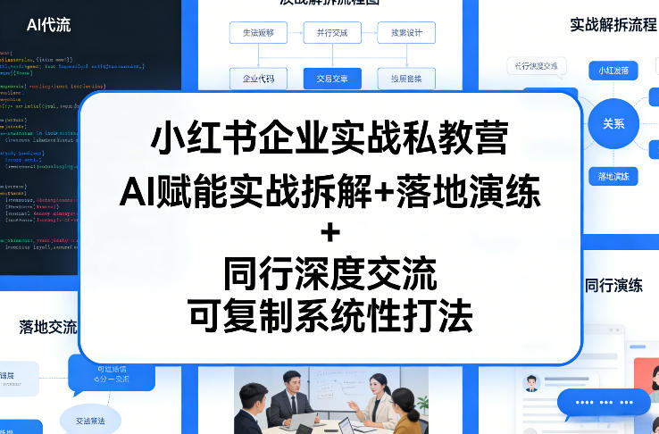 小红书企业实战私教营，AI赋能实战拆解+落地演练+同行深度交流，可复制系统性打法-搞钱利器