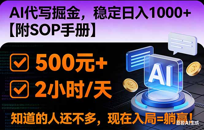 2026风口项目,AI代写掘金,稳定日入1000+,掌握核心技能【附SOP手册】-搞钱利器
