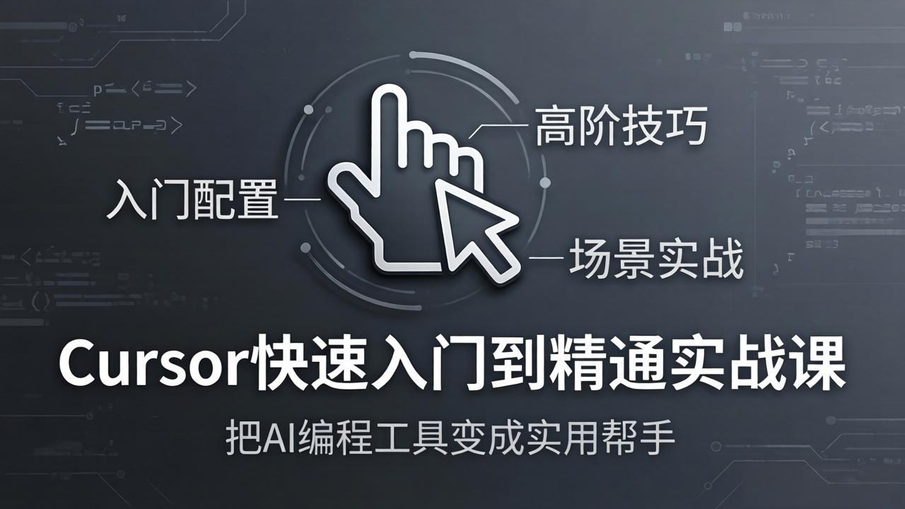 Cursor快速入门到精通实战课：入门配置+高阶技巧+场景实战，把AI编程工具变成实用帮手-搞钱利器